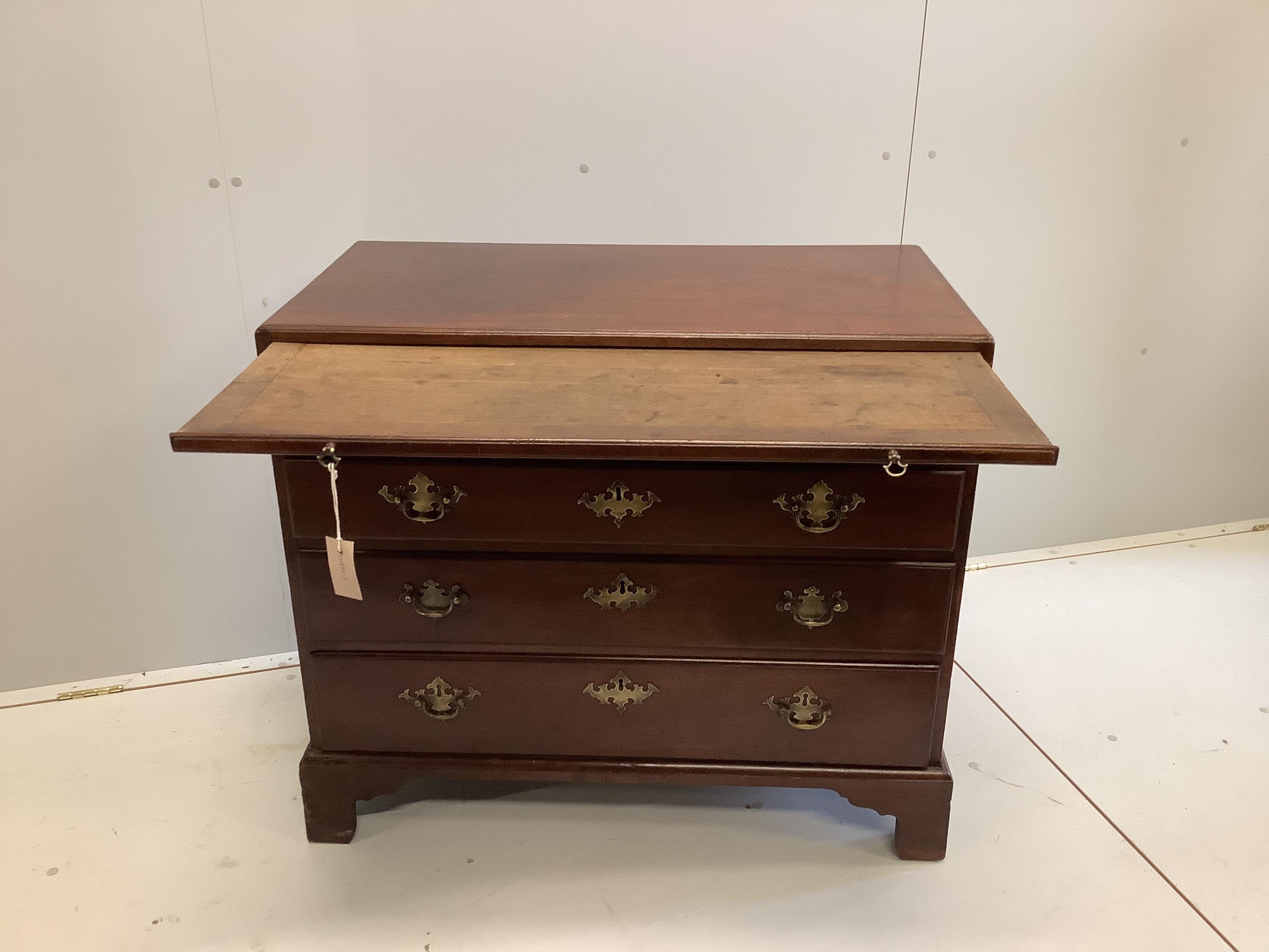 A George III mahogany four drawer chest, fitted slide, width 92cm, depth 48cm, height 80cm